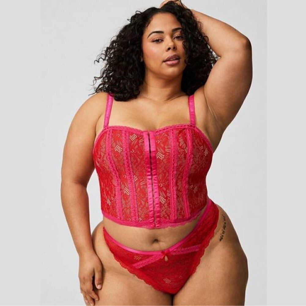 Torrid - Tie Back V-Waist Thong in Gojiberry Red & Pink